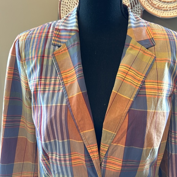 Tommy Hilfiger Madras Plaid vintage boxy blazer.  Fully lined. Women’s XL. - Picture 3 of 13